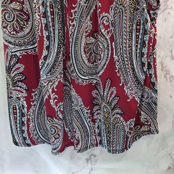 Cocomo Blouse Womens 3X Red Black Popover Button V Short Sleeve Shirt Notch - Picture 7 of 10